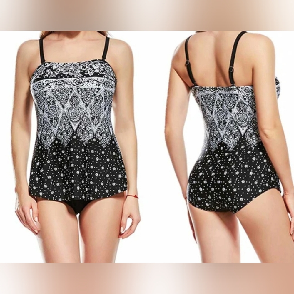 ARXIPA 2018 New Female One Piece Tankinis Swimsuit Swim Dress Snowflakes Camisol